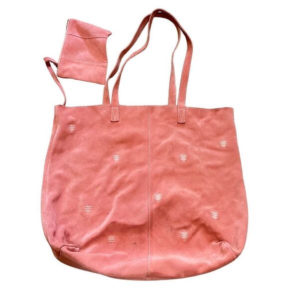 TOMS Women's 2-in-1 Cow Hide Leather Cosmopolitan Tote Bag & Coin Purse Pink - Picture 1 of 10